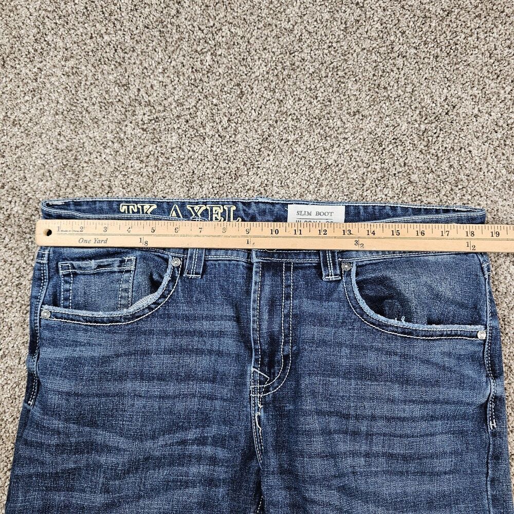 TK Axel Jeans Mens 37x31 Blue Slim Bootcut Cowboy Western Distressed Workwear - Picture 8 of 14